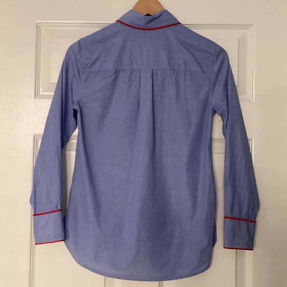 J. Crew Button Down Pajama Style Shirt with Tipping Size 0 - Picture 5 of 9